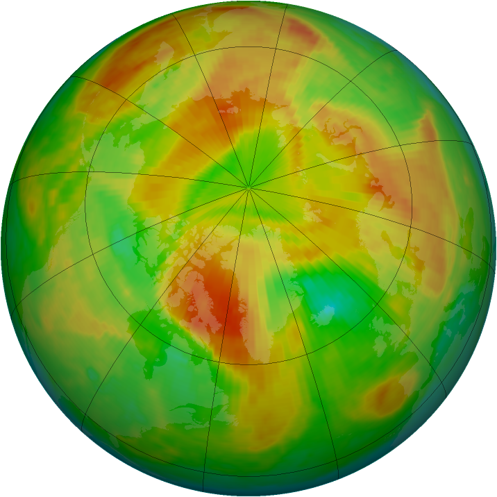 Arctic ozone map for 16 May 1999